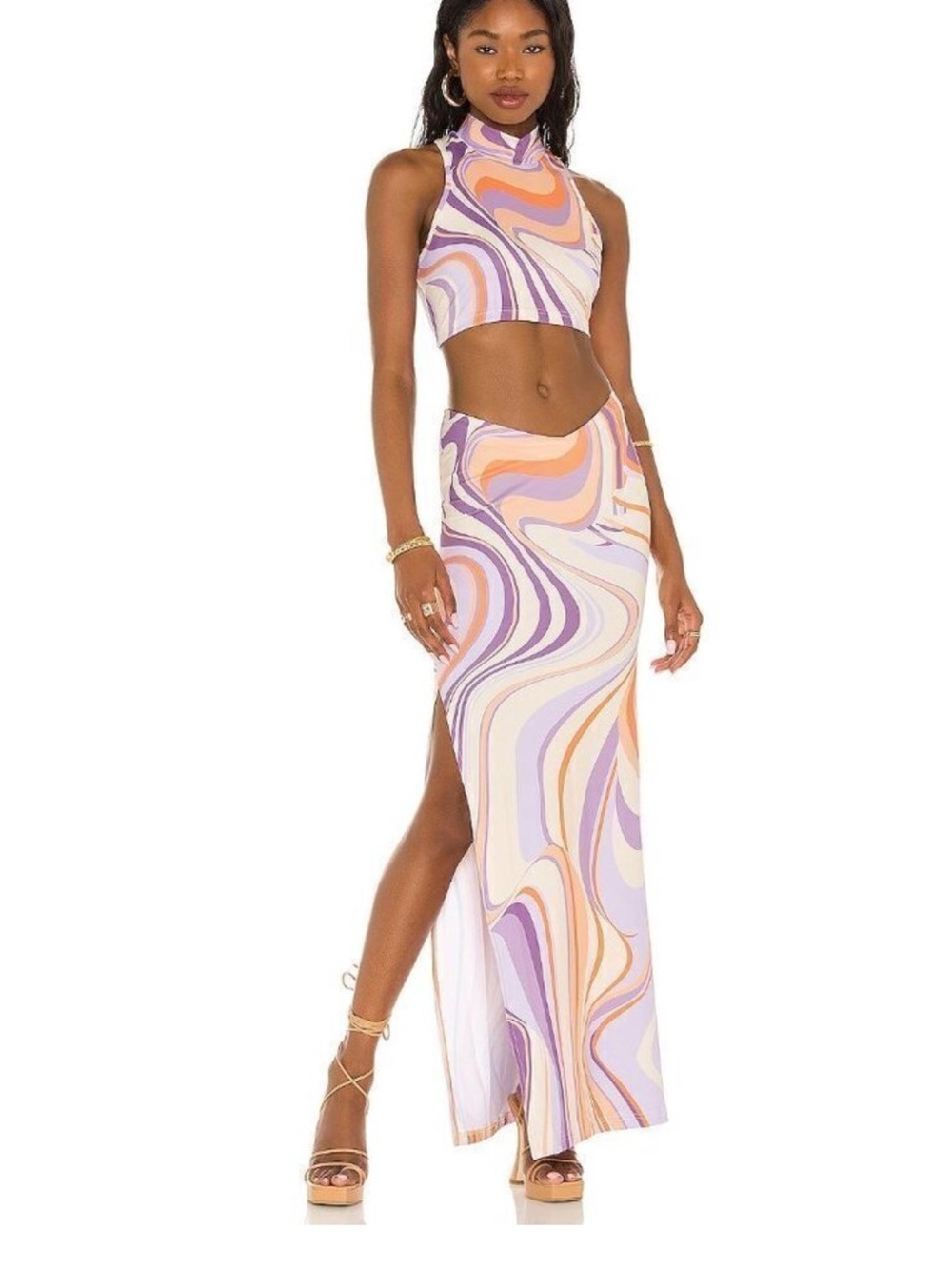 Farai London Swirl joelle slit leg Maxi Skirt